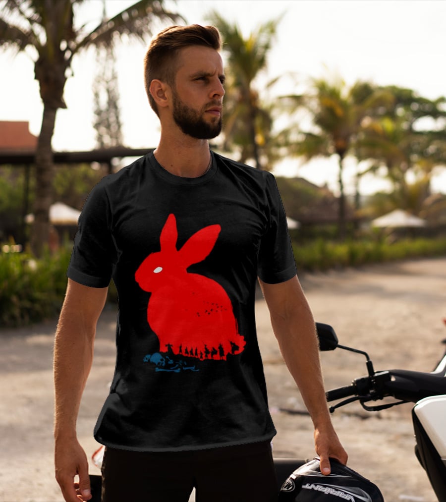 Death Awaits Red Rabbit Skull T-Shirt