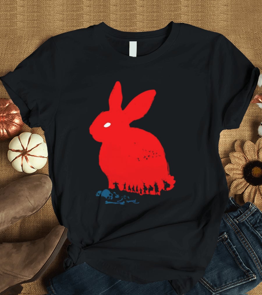 Death Awaits Red Rabbit Skull T-Shirt