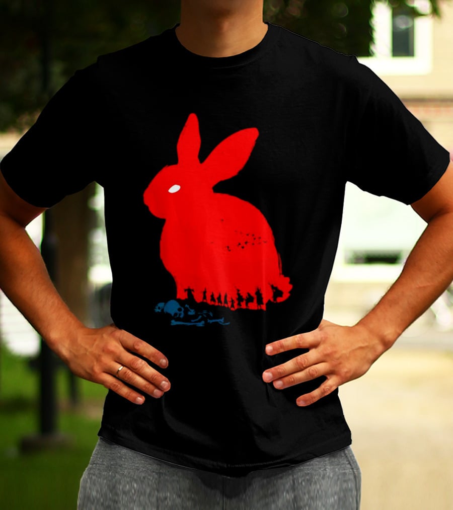Death Awaits Red Rabbit Skull T-Shirt