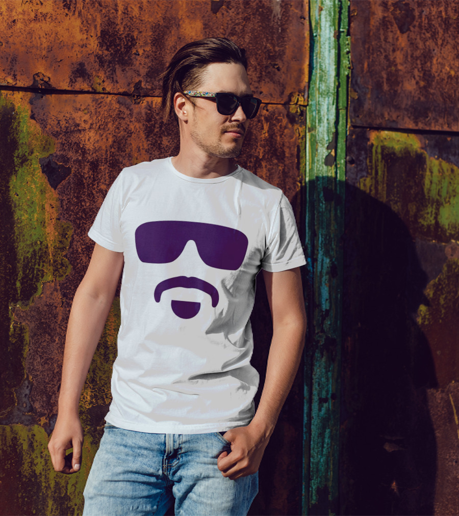 Hayden Travinski Moustache And Glasses Purple T-Shirt