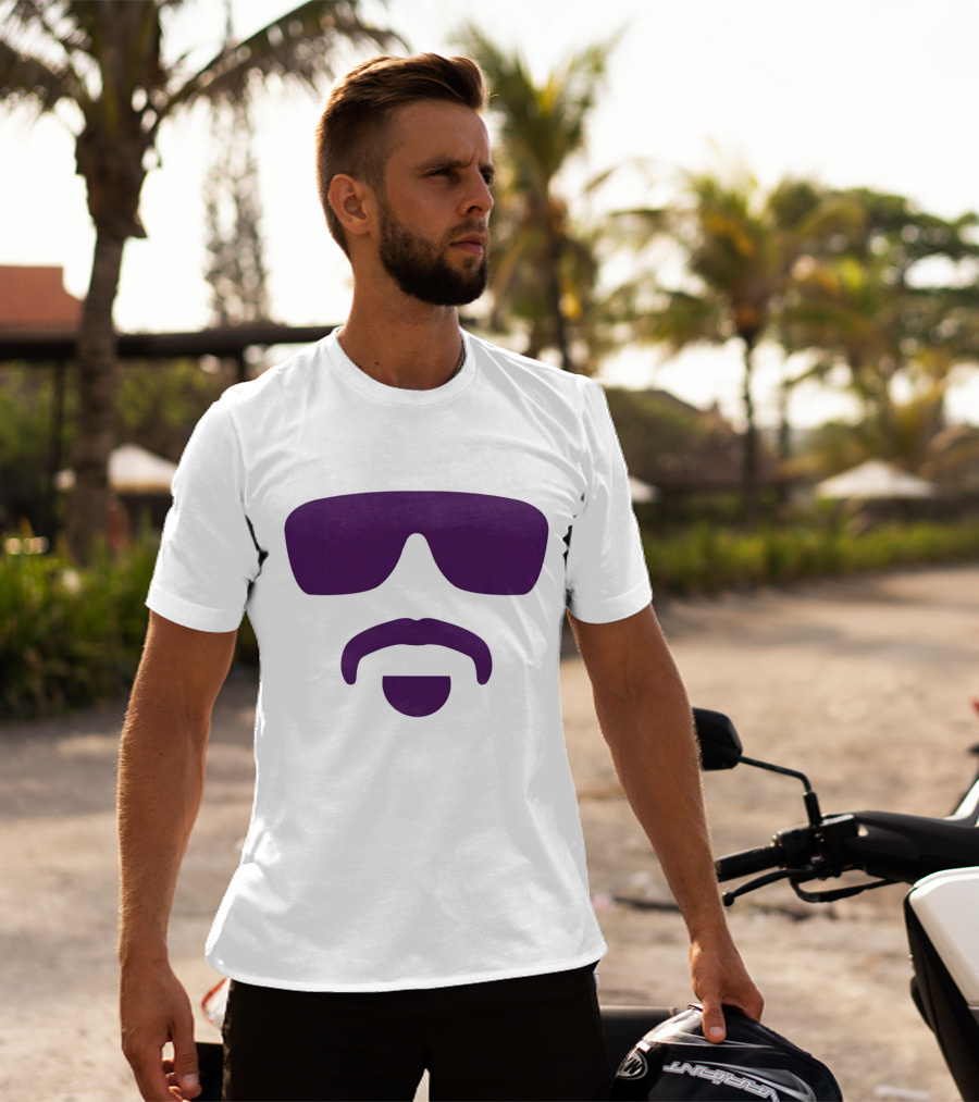Hayden Travinski Moustache And Glasses Purple T-Shirt