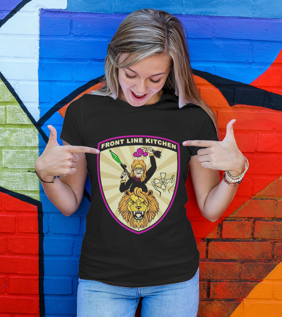 Front Line Kitchen Warrior With Viking Helmet And Lion Emblem T-Shirt