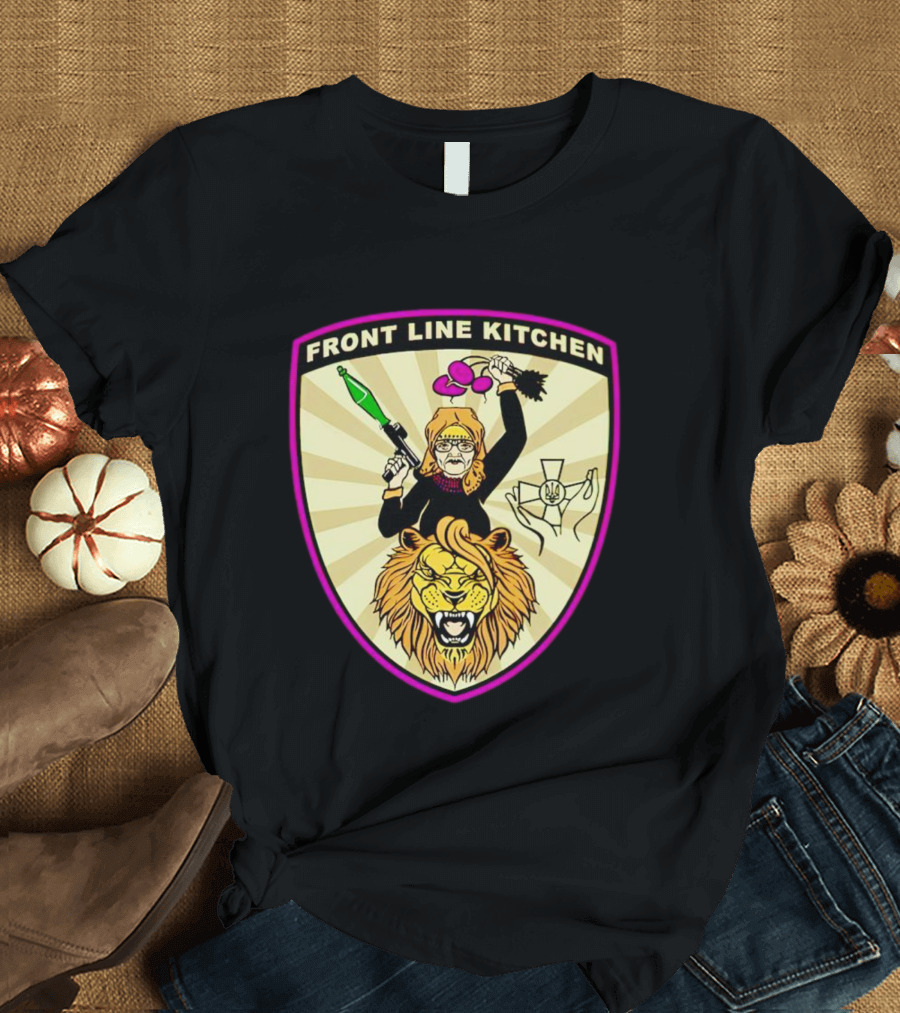 Front Line Kitchen Warrior With Viking Helmet And Lion Emblem T-Shirt