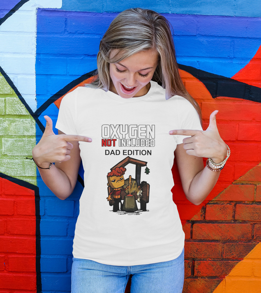 Oxygen Not Included Dad Edition Cartoon Character With Tool And Machine T-Shirt
