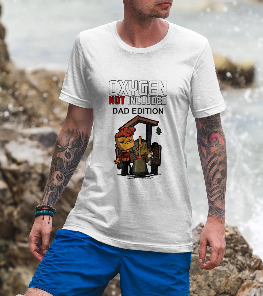 Oxygen Not Included Dad Edition Cartoon Character With Tool And Machine T-Shirt