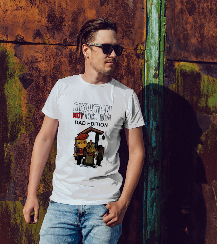 Oxygen Not Included Dad Edition Cartoon Character With Tool And Machine T-Shirt