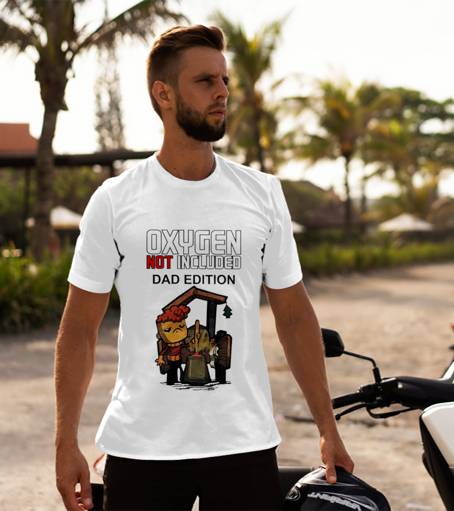 Oxygen Not Included Dad Edition Cartoon Character With Tool And Machine T-Shirt