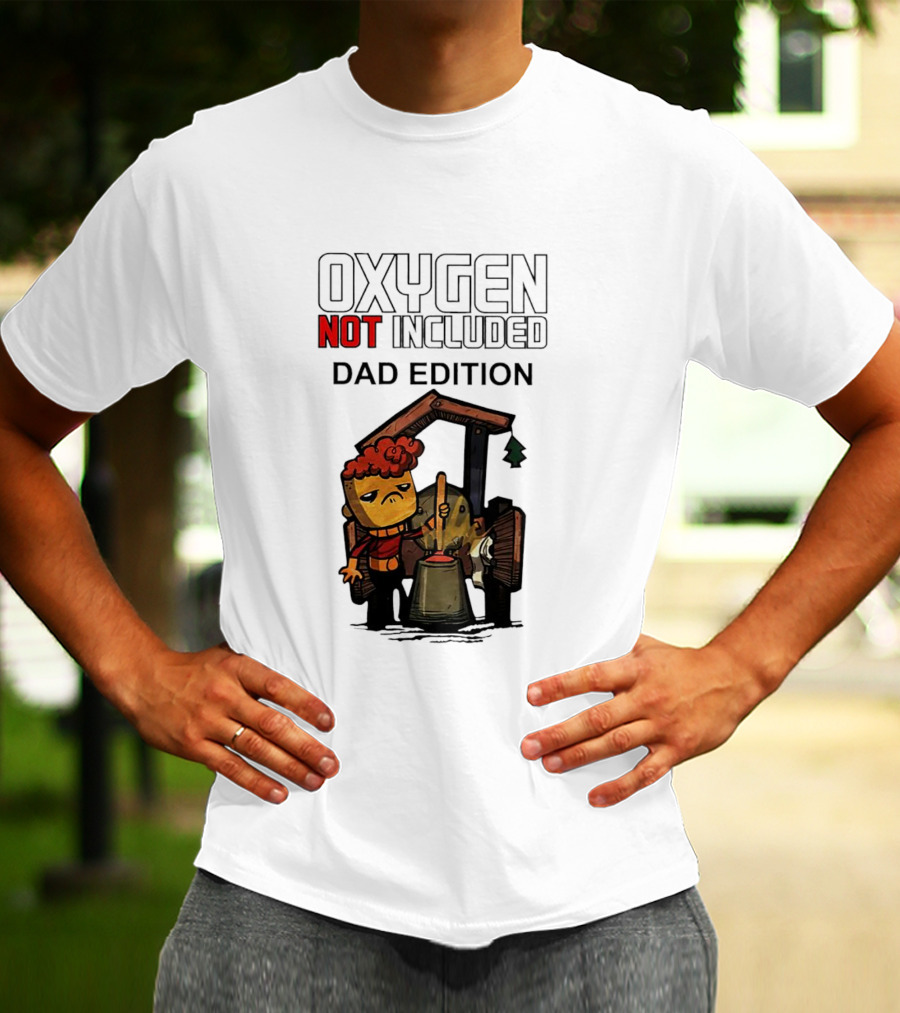 Oxygen Not Included Dad Edition Cartoon Character With Tool And Machine T-Shirt
