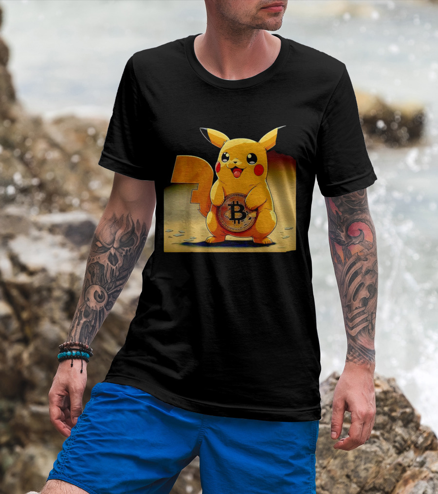 Pikacoin Bitcoin Pikachu Holding Cryptocurrency Coin T-Shirt