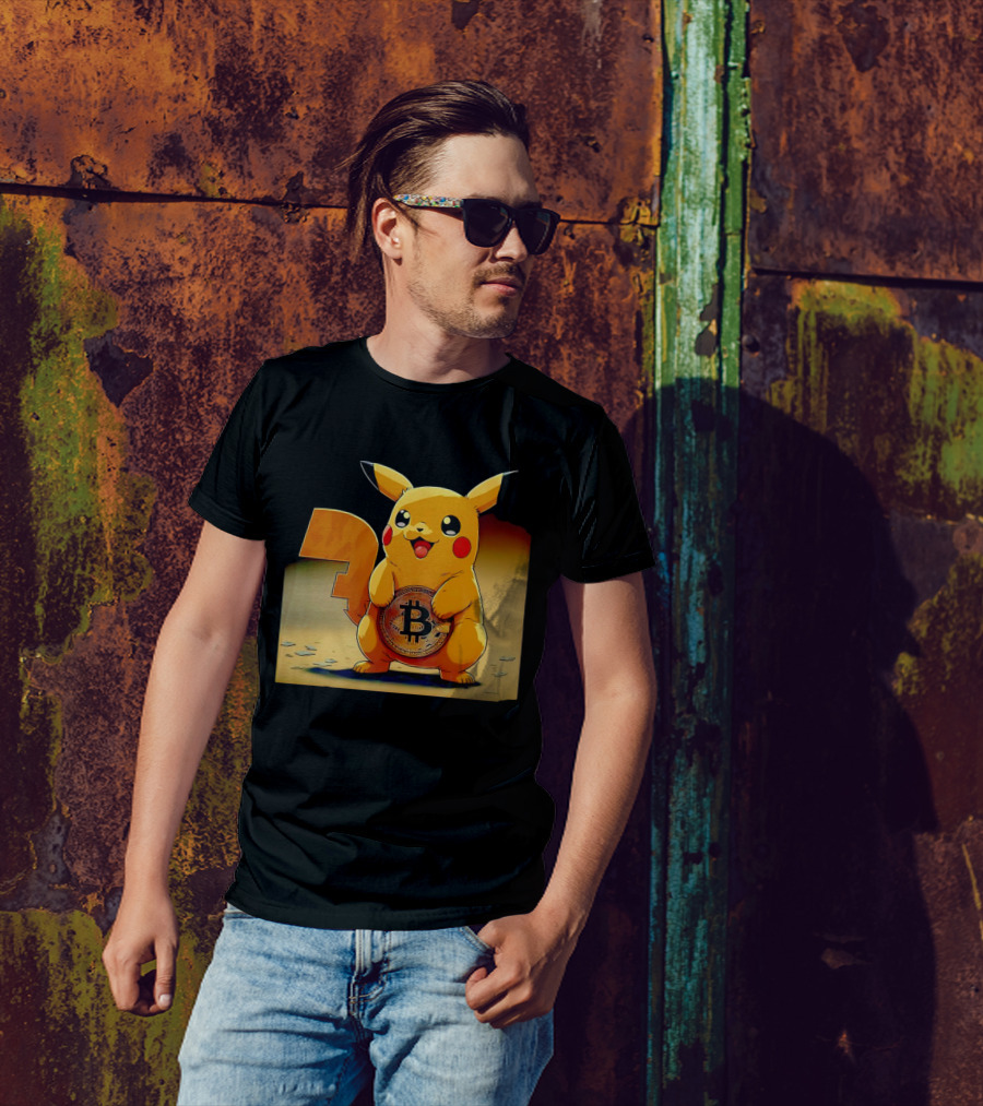 Pikacoin Bitcoin Pikachu Holding Cryptocurrency Coin T-Shirt