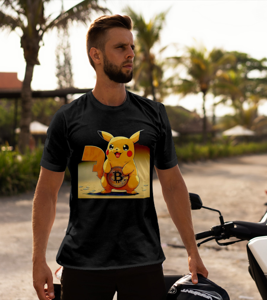 Pikacoin Bitcoin Pikachu Holding Cryptocurrency Coin T-Shirt