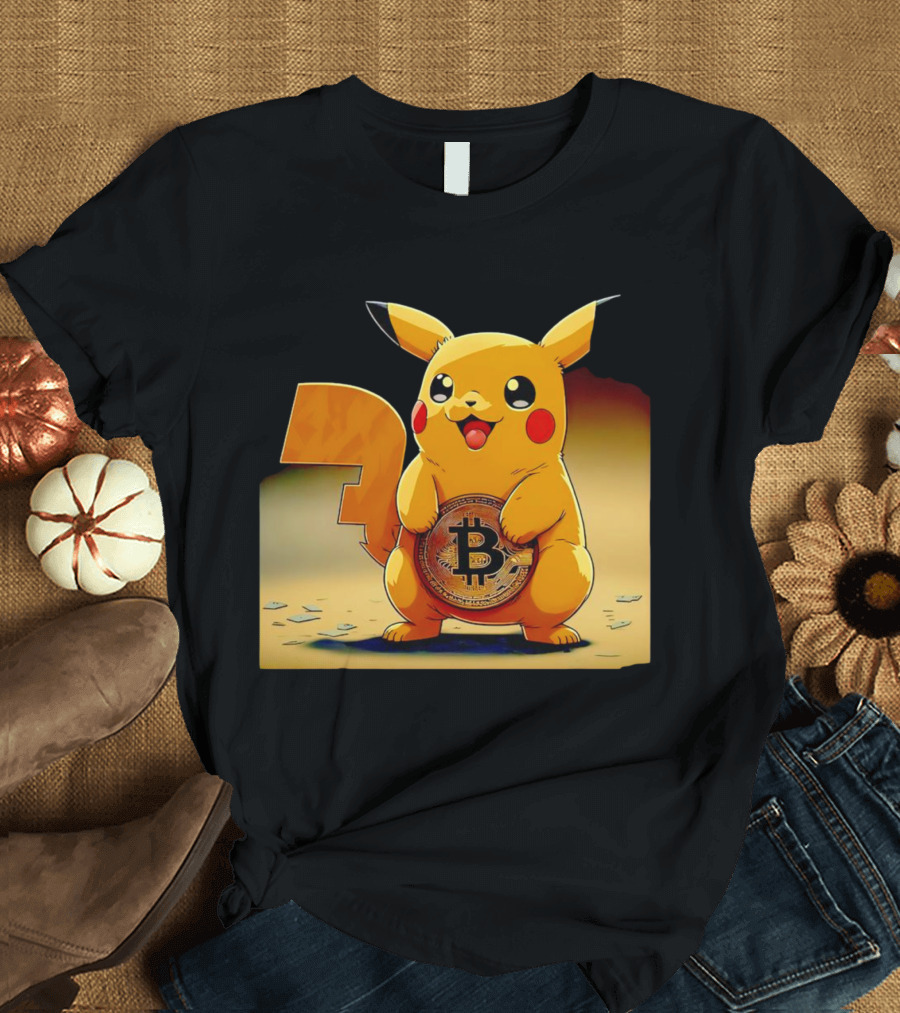 Pikacoin Bitcoin Pikachu Holding Cryptocurrency Coin T-Shirt