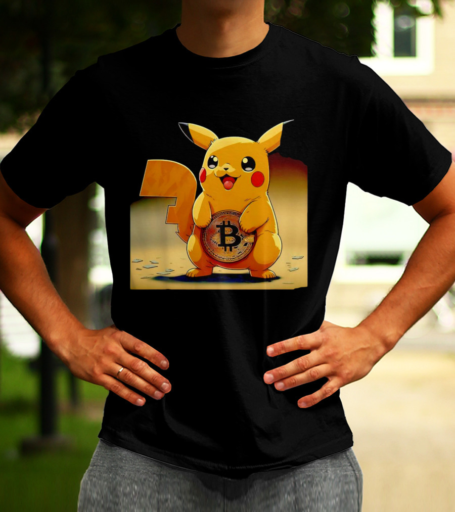 Pikacoin Bitcoin Pikachu Holding Cryptocurrency Coin T-Shirt