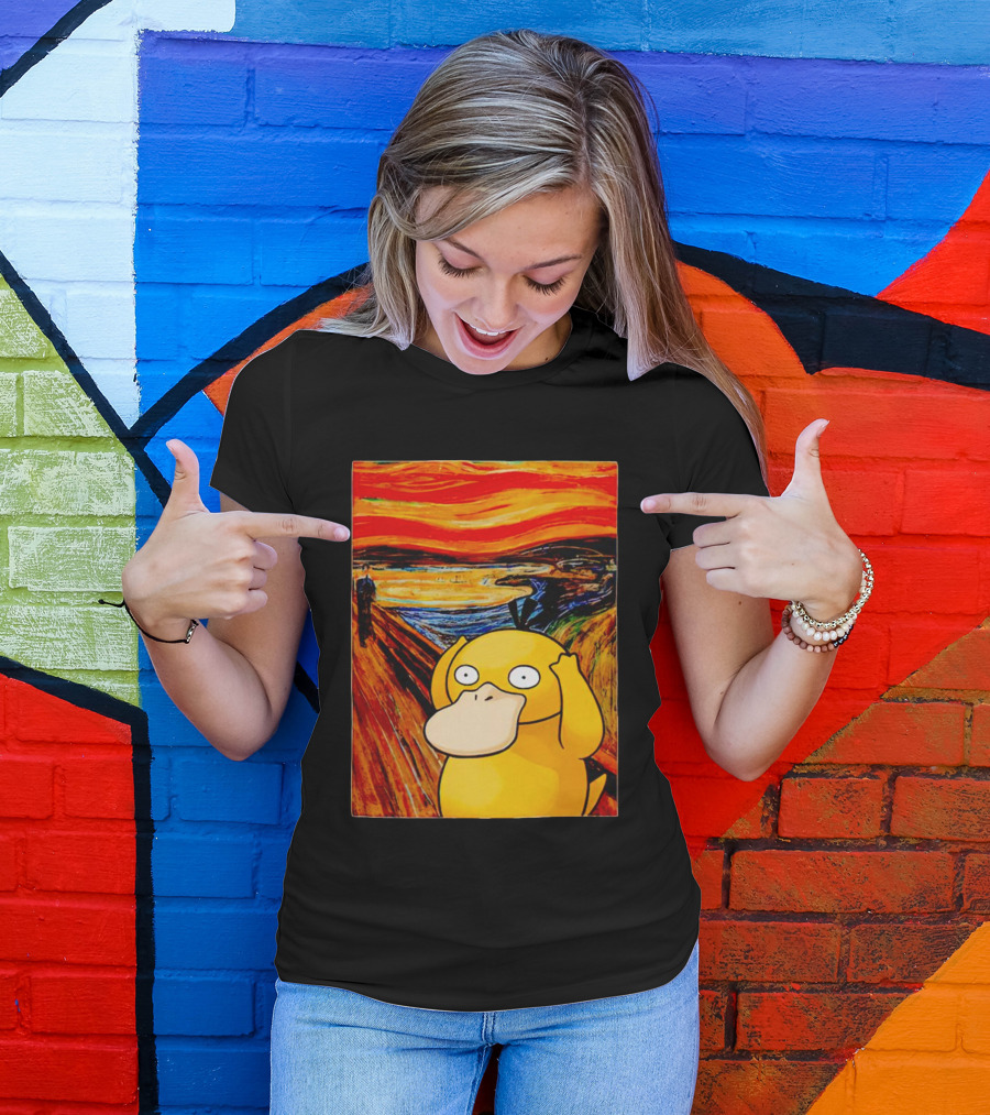 Screaming Psyduck In Classic Painting Mashup T-Shirt
