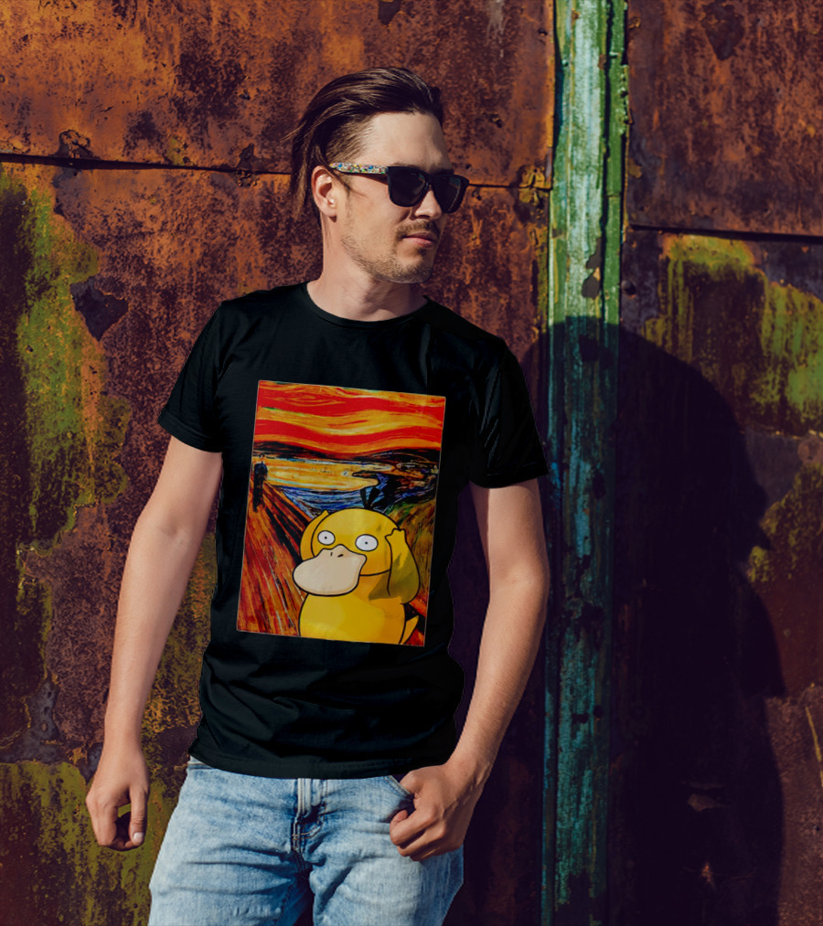 Screaming Psyduck In Classic Painting Mashup T-Shirt