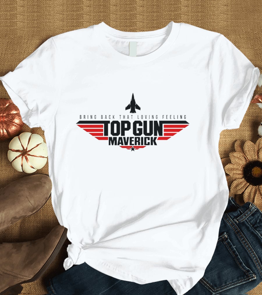 Bring Back That Loving Feeling Top Gun Maverick Jet Logo Red Stripes T-Shirt