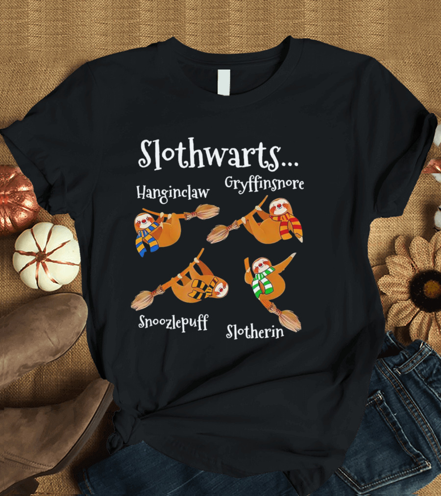 Slothwarts Hanginclaw Gryffinsnore Snoozlepuff Slotherin T-Shirt