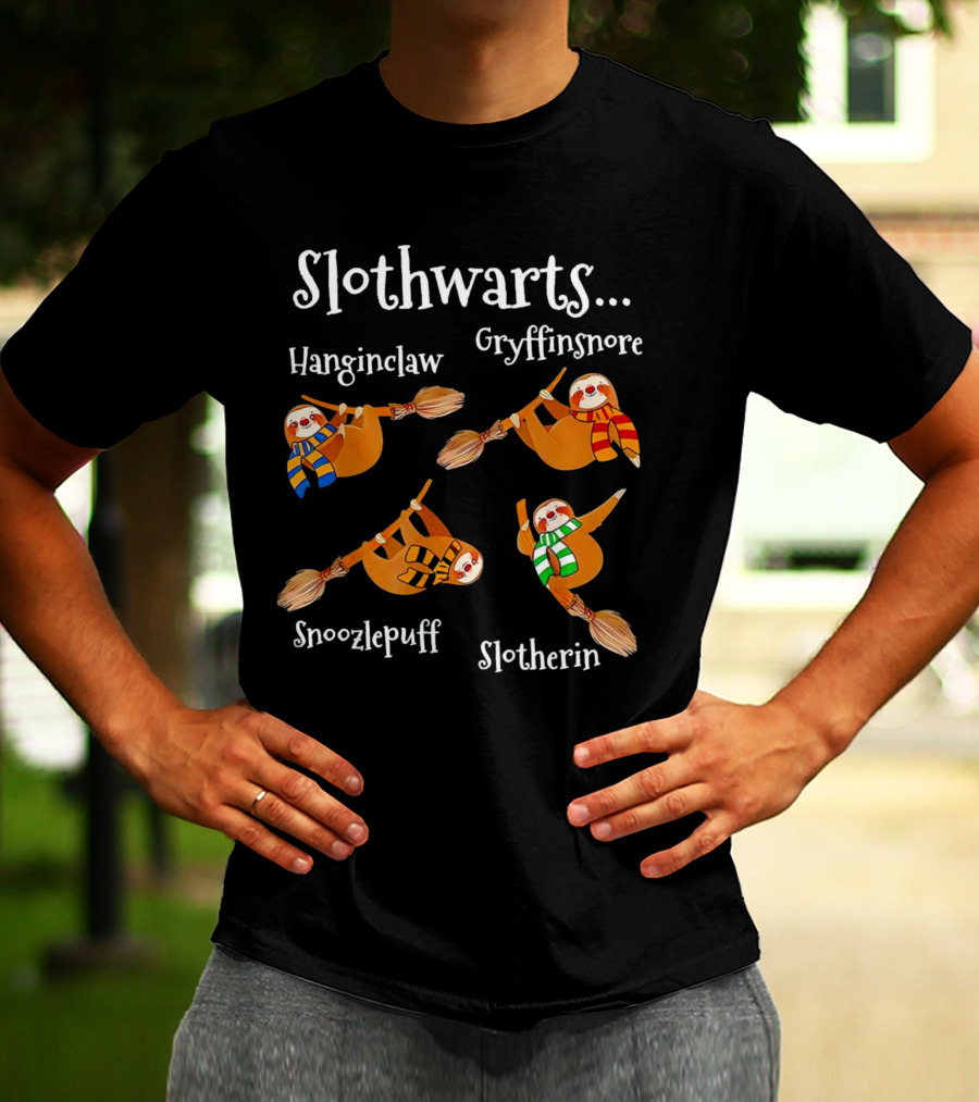 Slothwarts Hanginclaw Gryffinsnore Snoozlepuff Slotherin T-Shirt
