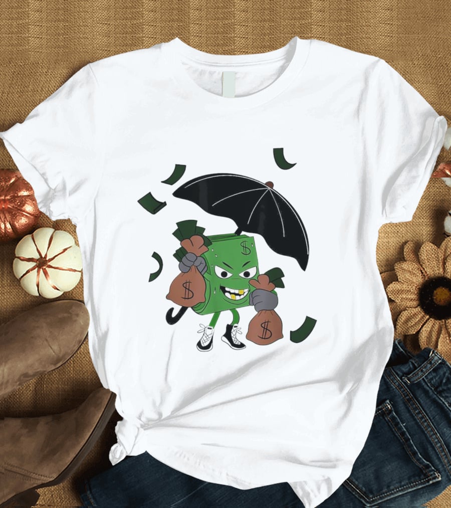 Money Man Holding Money Bags And Umbrella T-Shirt