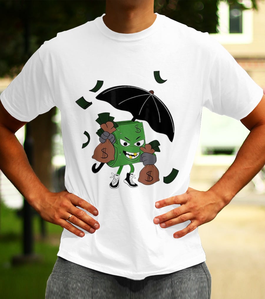Money Man Holding Money Bags And Umbrella T-Shirt