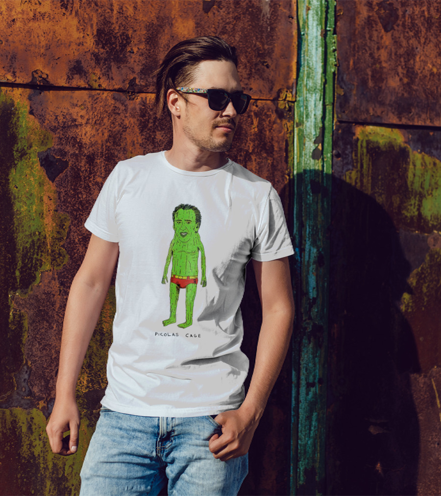 Picolas Cage Cucumber Cartoon Mashup T-Shirt