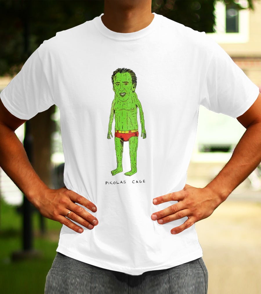 Picolas Cage Cucumber Cartoon Mashup T-Shirt