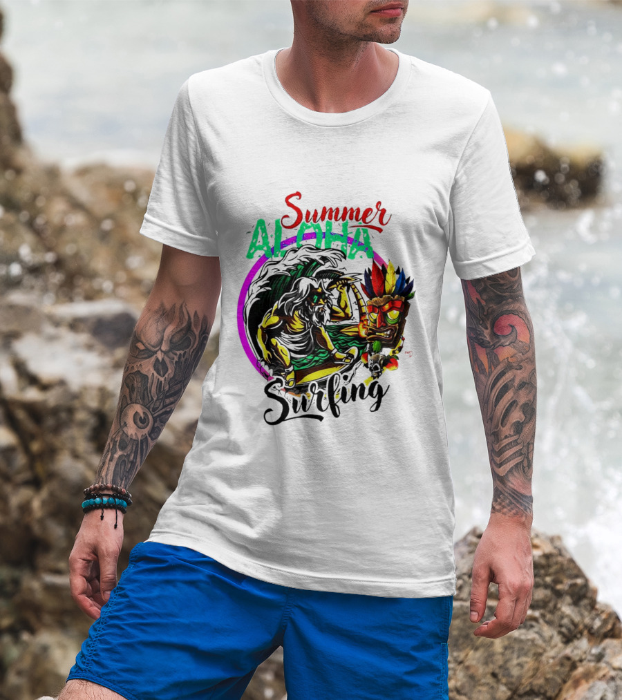 Summer Aloha Surfing Tiki Spirit Adventure T-Shirt