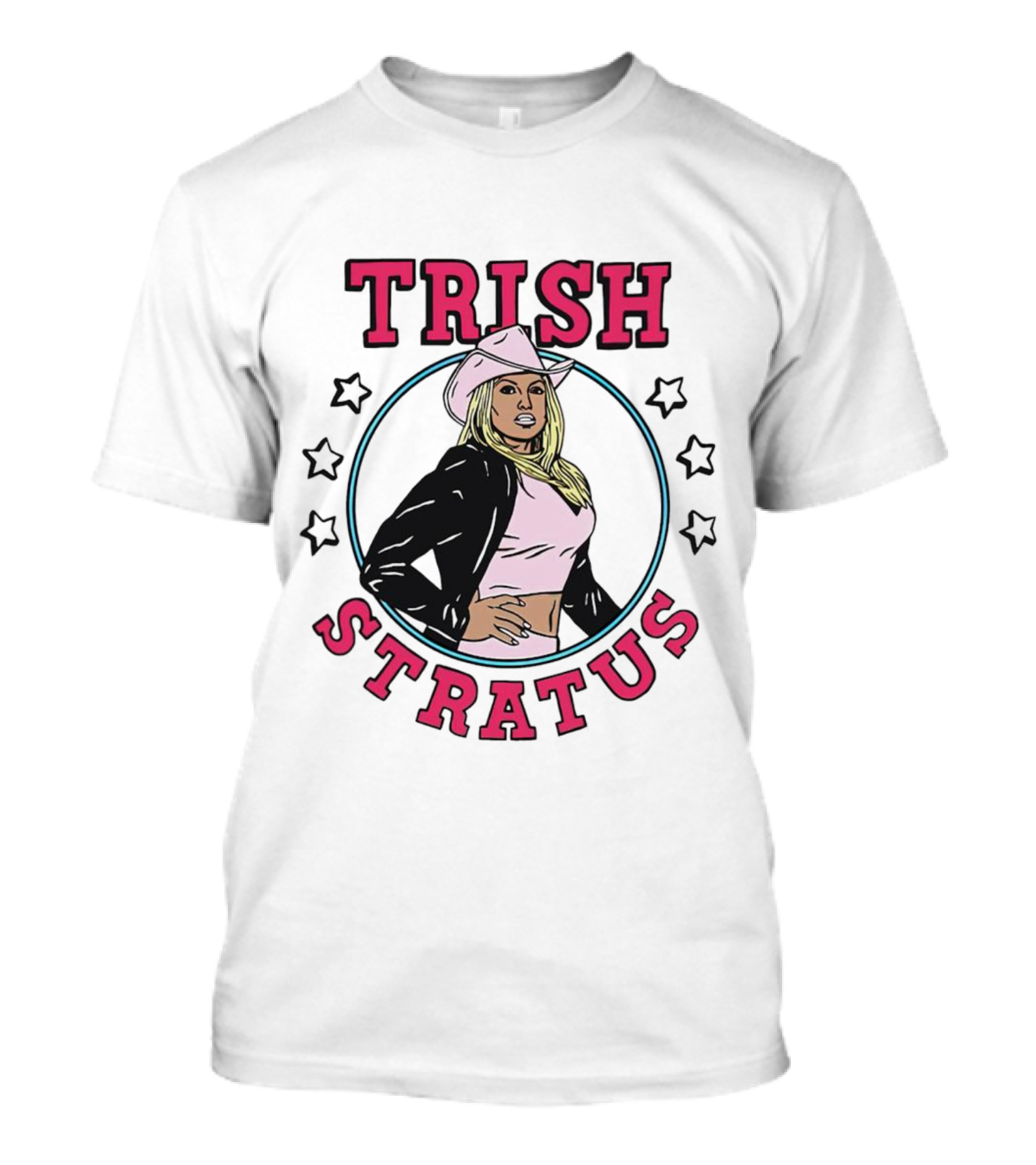 Trish Stratus Pink Cowboy Hat Black Jacket Stars T-Shirt