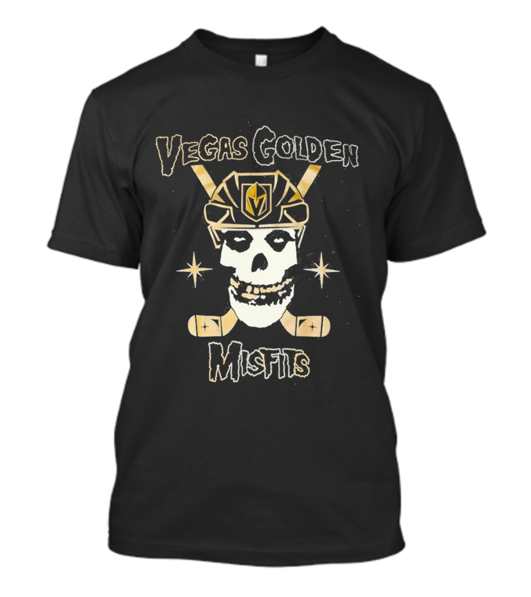Vegas Golden Knights Misfits Skull And Crossed Hockey Sticks T-Shirt