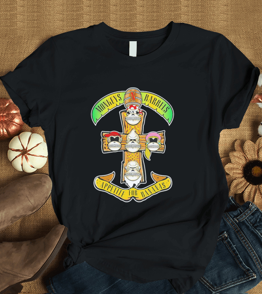 Monkeys Barrels Appetite For Bananas Donkey Kong T-Shirt
