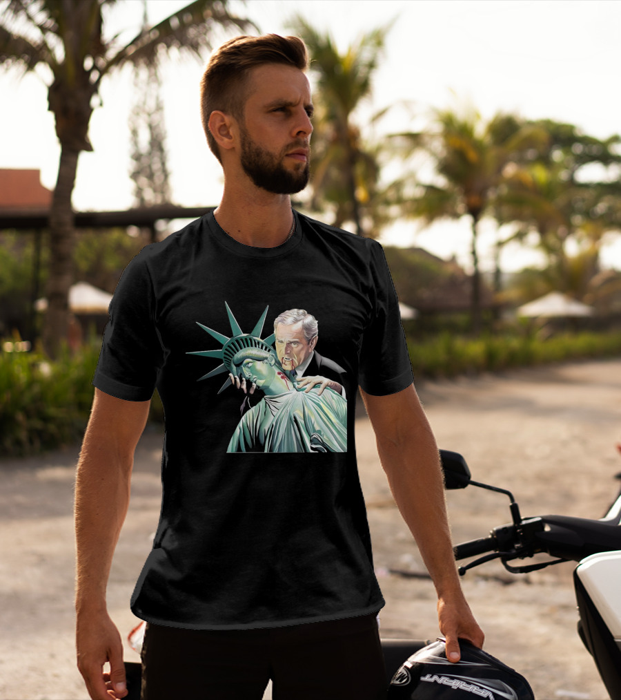 George Bush As Vampire Biting Statue Of Liberty T-Shirt