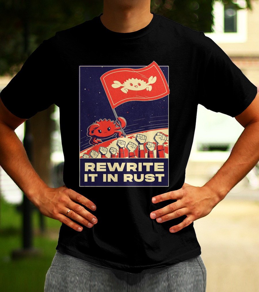 Rewrite It In Rust With Ferris Crab Flag Revolution T-Shirt