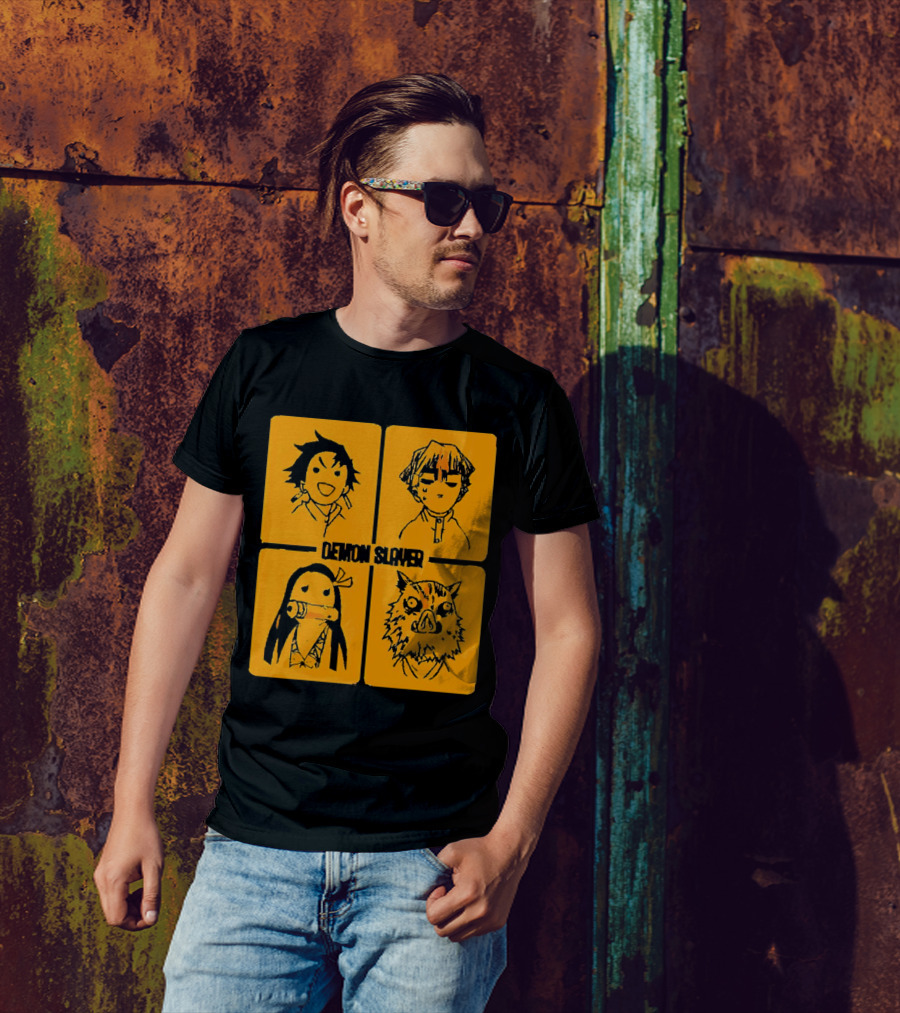 Demon Slayer Tanjiro Nezuko Inosuke Zenitsu Iconic Characters T-Shirt