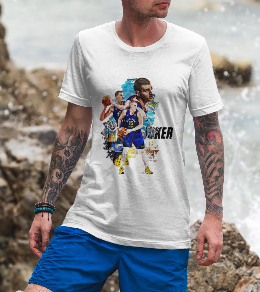 Nikola Jokic Joker Denver Basketball Player Dynamic Collage T-Shirt