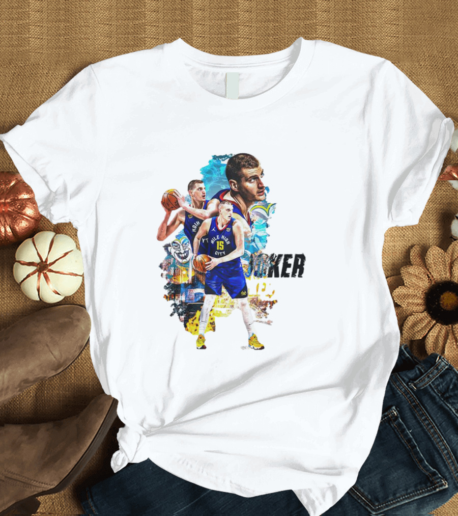 Nikola Jokic Joker Denver Basketball Player Dynamic Collage T-Shirt