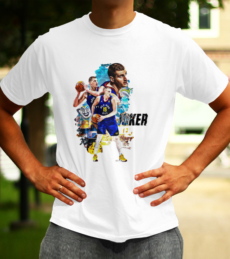 Nikola Jokic Joker Denver Basketball Player Dynamic Collage T-Shirt