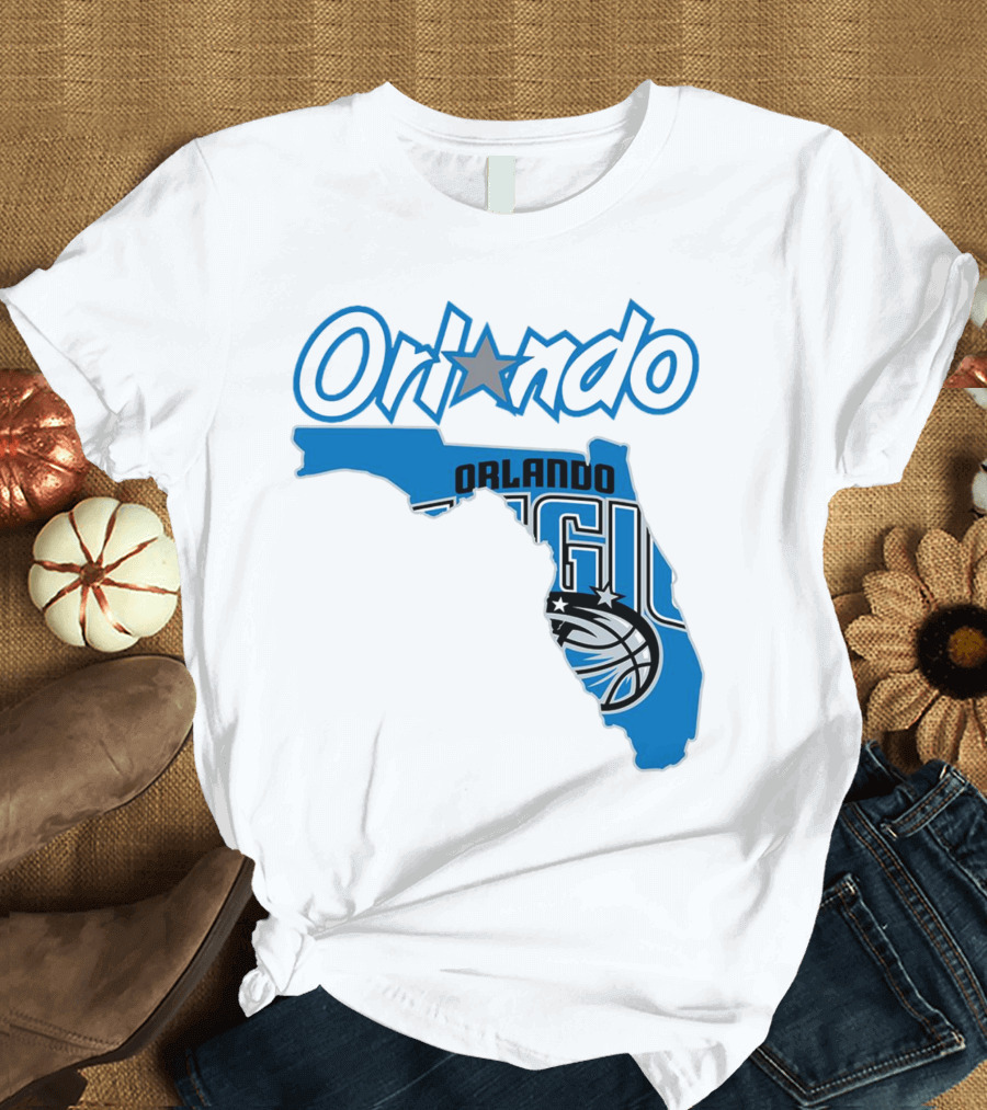 Orlando Magic Florida Map Basketball T-Shirt
