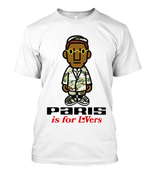 Paris Is For Lovers Cartoon Character In Camo Outfit With Glasses T-Shirt