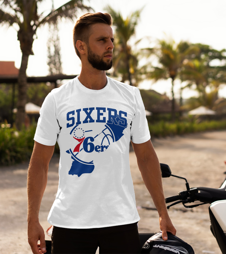 Philadelphia Sixers 76ers Map Basketball Pennsylvania Shape T-Shirt