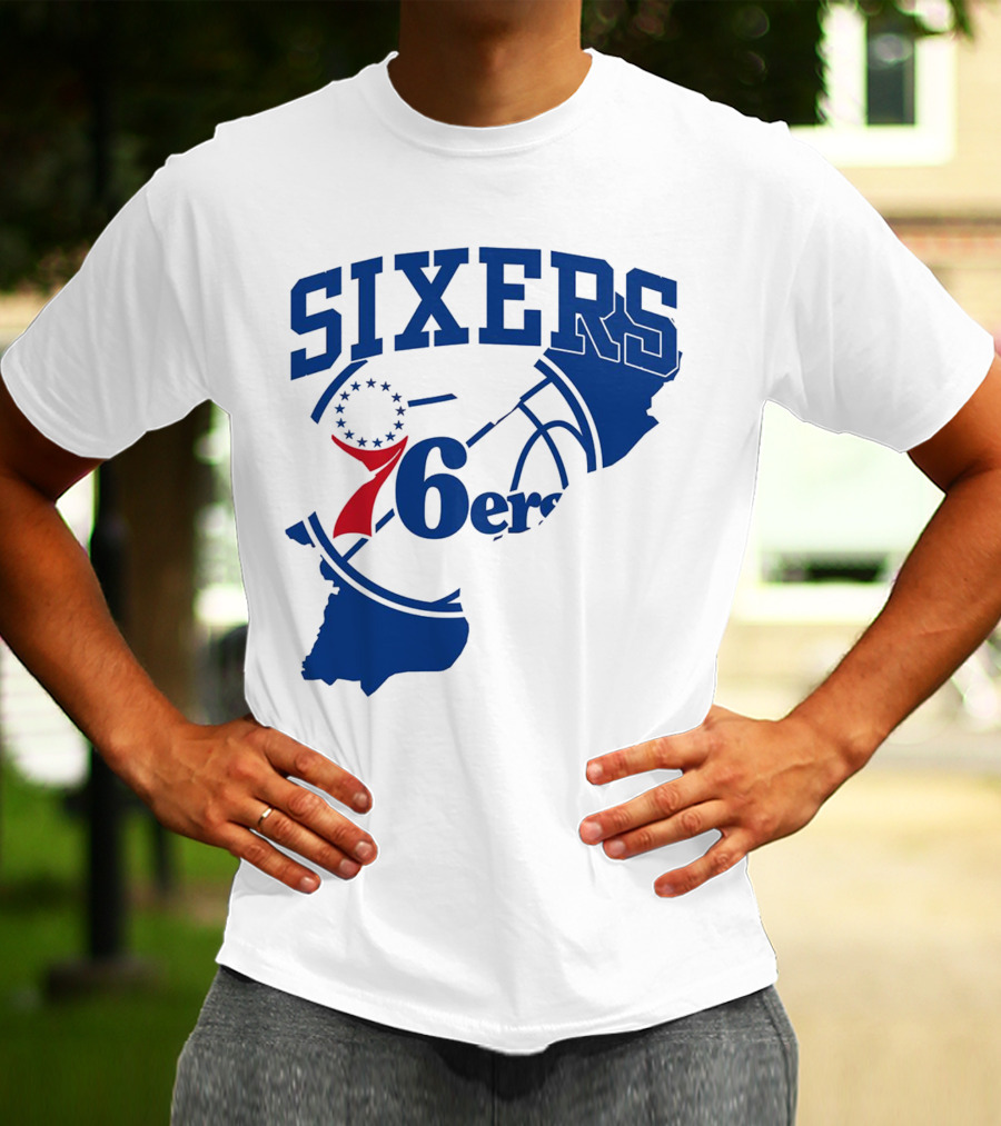 Philadelphia Sixers 76ers Map Basketball Pennsylvania Shape T-Shirt