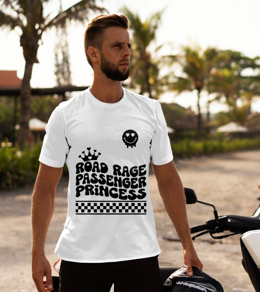 Road Rage Passenger Princess Crown Heart Smile Checkered T-Shirt