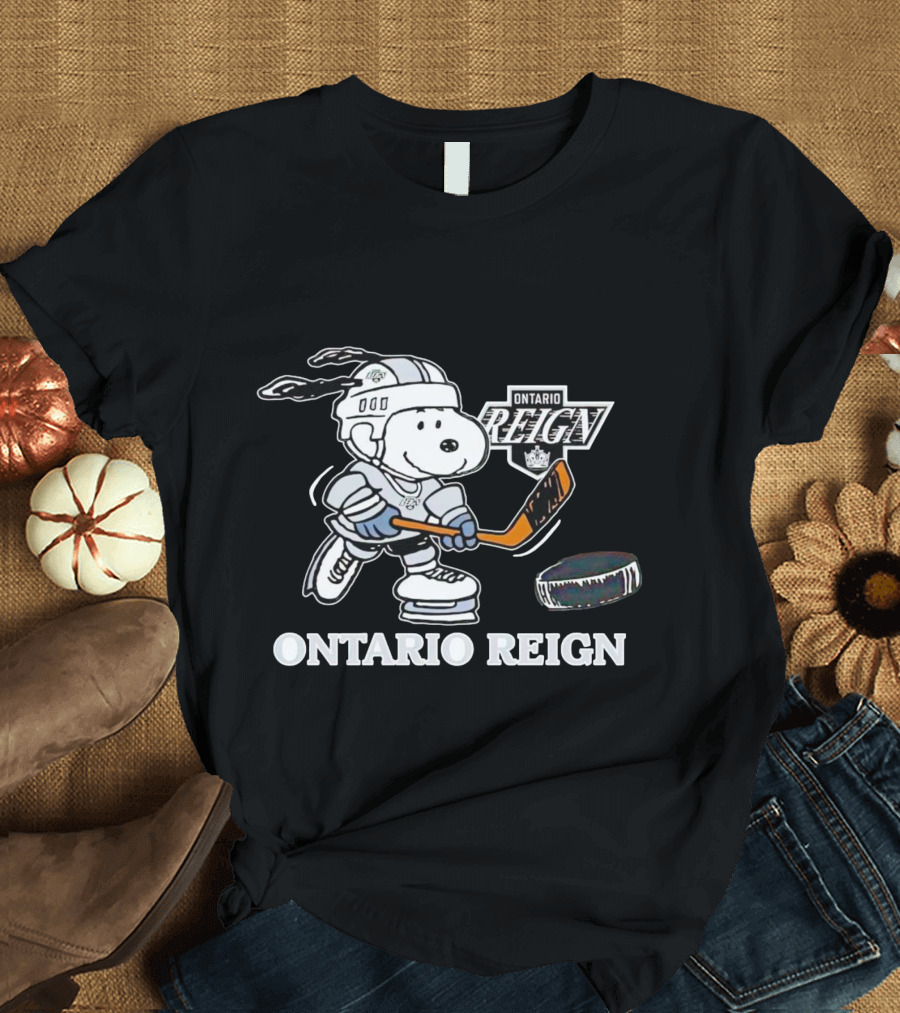 Snoopy Ontario Reign Hockey Player With Puck T-Shirt
