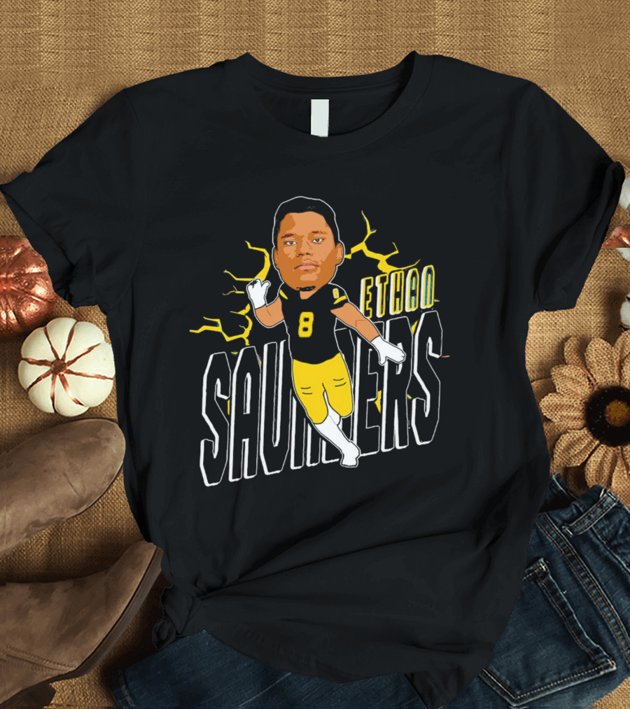 Ethan Saunders Number 8 Delaware Fightin’ Blue Hens Football T-Shirt