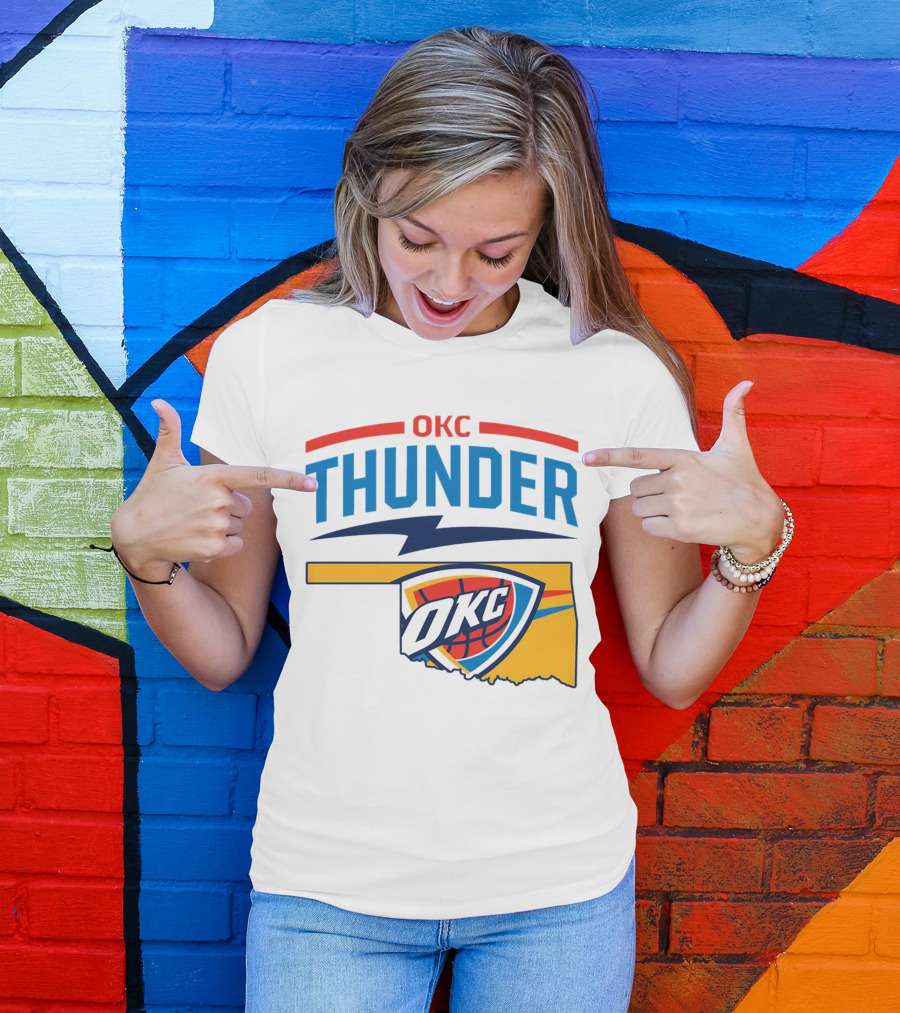 OKC Thunder Basketball Oklahoma Map T-Shirt