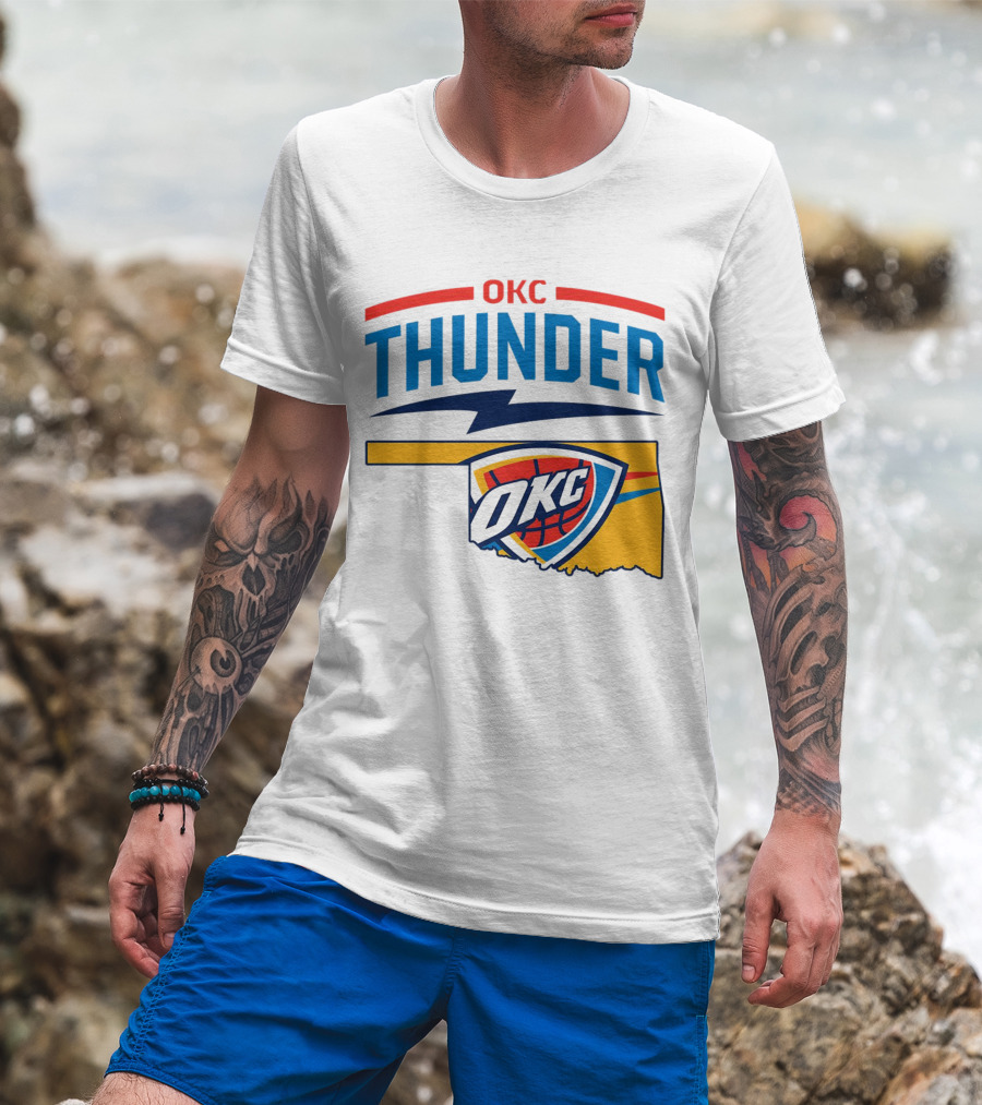 OKC Thunder Basketball Oklahoma Map T-Shirt