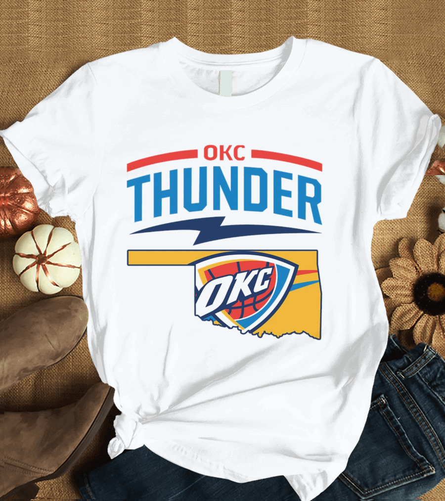 OKC Thunder Basketball Oklahoma Map T-Shirt