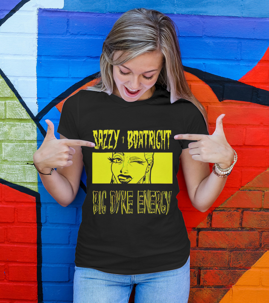 Sazzy Boatright Big Dyke Energy Winking Yellow Comic T-Shirt