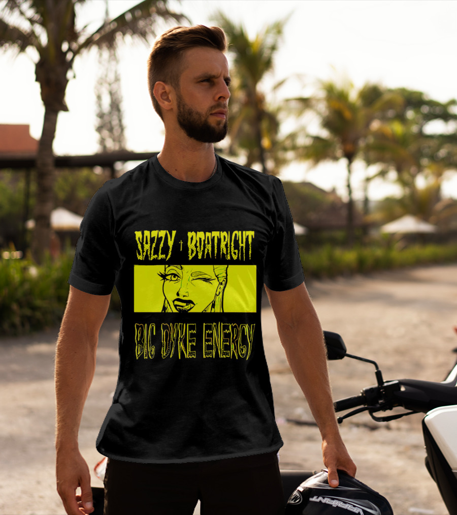Sazzy Boatright Big Dyke Energy Winking Yellow Comic T-Shirt