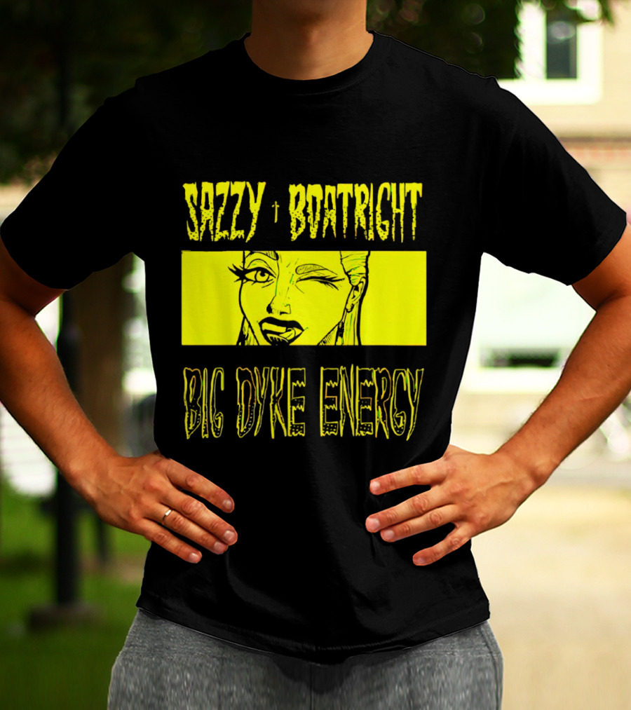 Sazzy Boatright Big Dyke Energy Winking Yellow Comic T-Shirt