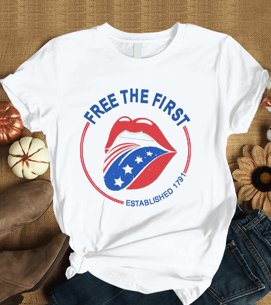 Free The First Red Lips Stars Established 1791 T-Shirt